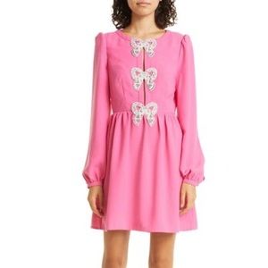 NWT Saloni Camille Bow Beaded Pearl dress 0